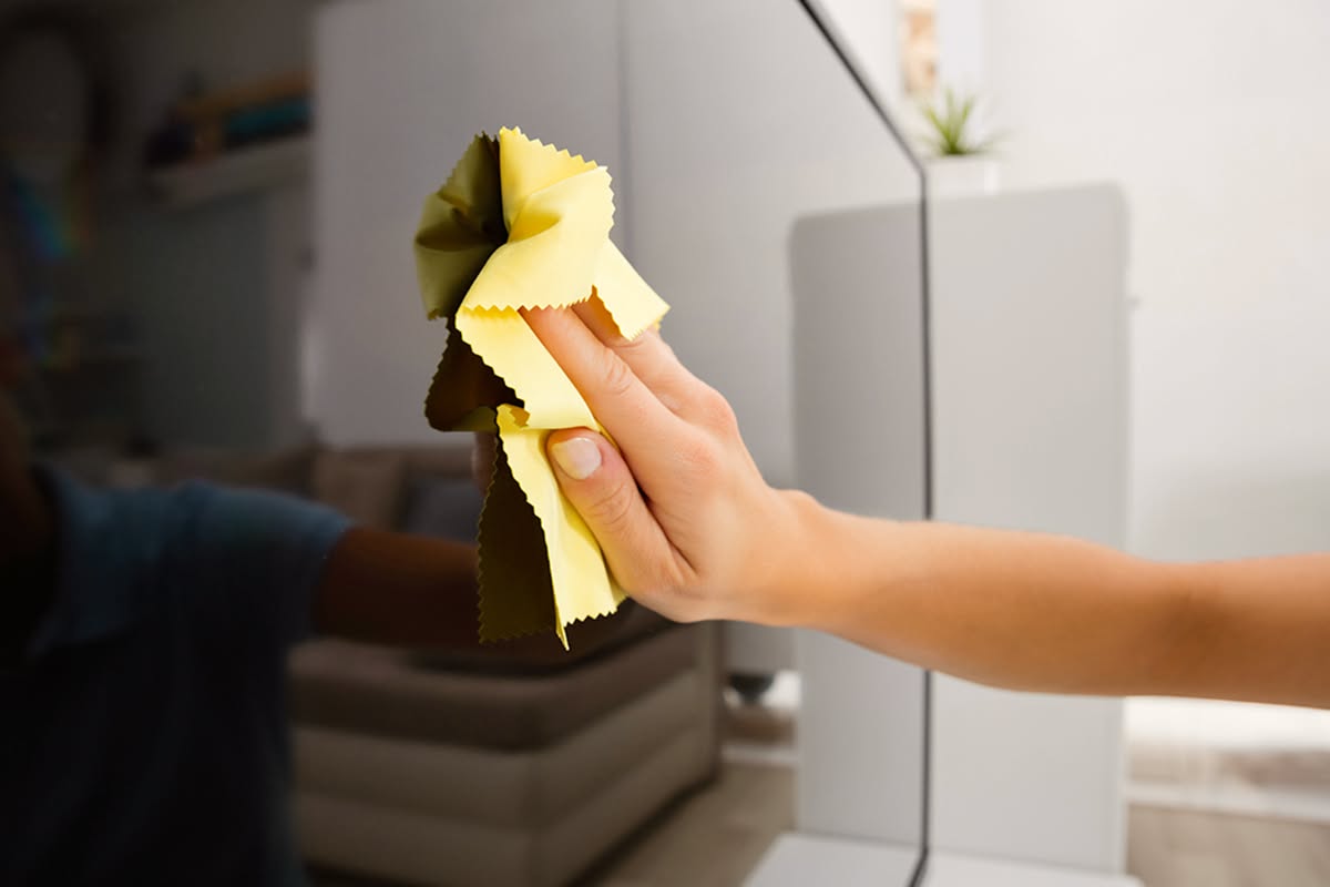 Ik maak mijn tv alleen met dit water schoon. Geen strepen of vlekken